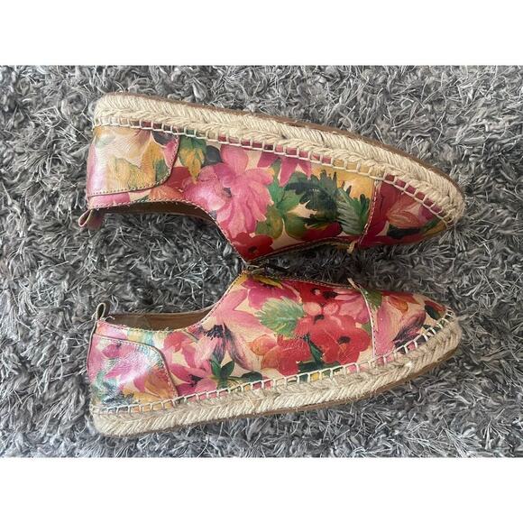 Patricia Nash 8 Floral Leather Espadrilles Eva Flats Zip Shoes Boho Resort Style - Picture 11 of 13